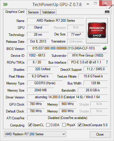 AMD A8-7600 R240 GPUz