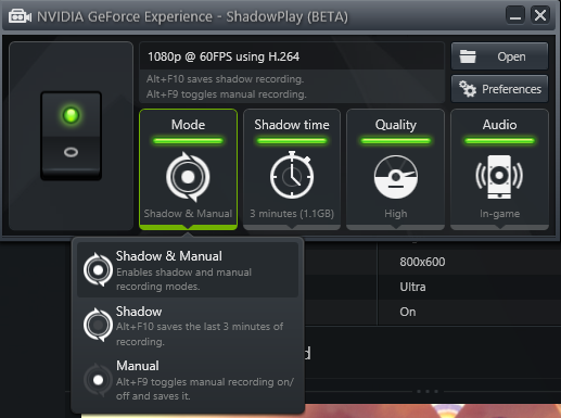 geforce experience alienware shadowplay yes modes