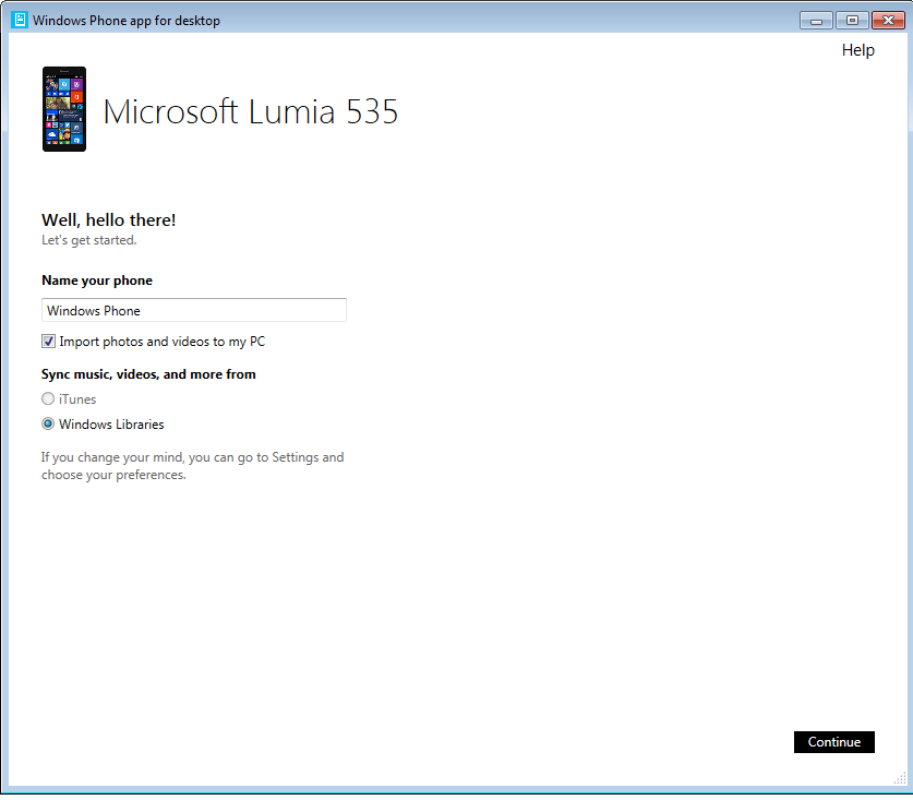 Lumia 535 connected to windows 7 n2