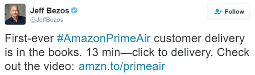 amazon prime air delivery twitter status