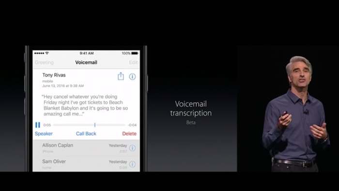 apple ios 10 voicemail transcription
