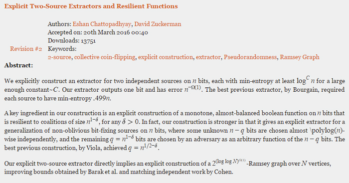 random number generation new method explicit two source extractors