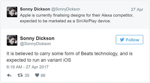 sonny dickson twitter apple speaker device hints
