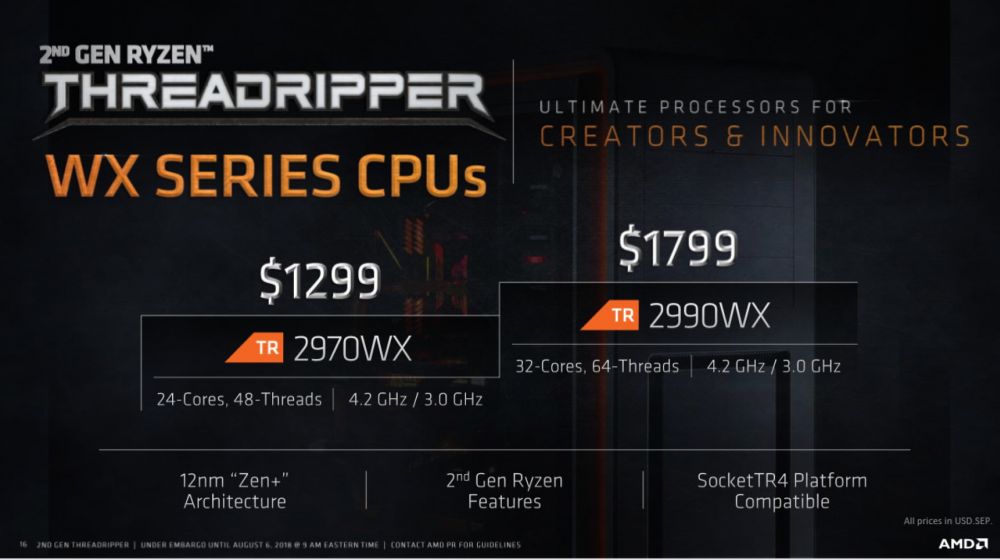AMD officially announces 2nd gen Ryzen Threadripper CPUs