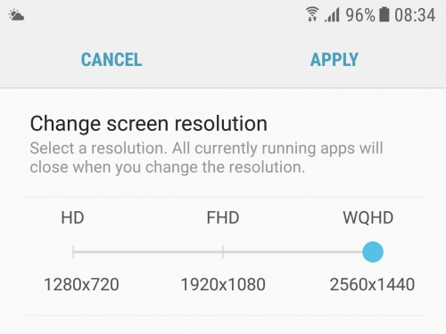 Galaxy S7 defaults to full HD after Android 7